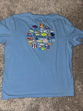 Southern Tide Sky Blue Tropical Fish Back Graphic Tee